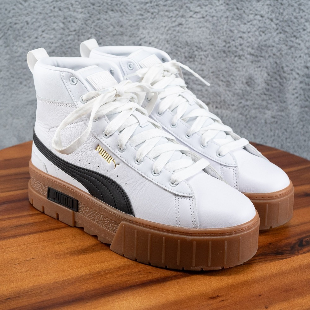Size 9 - PUMA Mayze Mid White Gold Women's